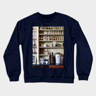 Pharmacists - Mortar and Pestle and Bottles on Shelves Crewneck Sweatshirt